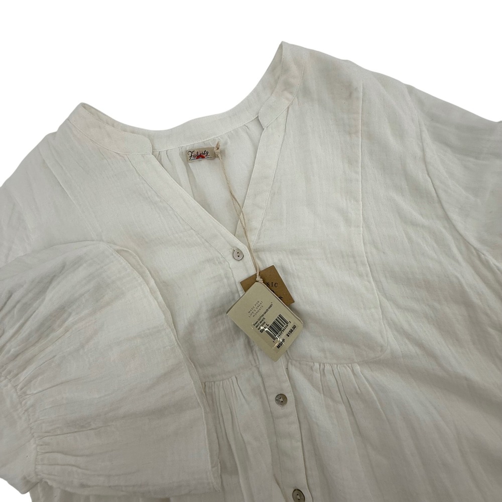 Faherty Womens Dune Cotton Gauze Kasey Dress White L Organic Cotton New